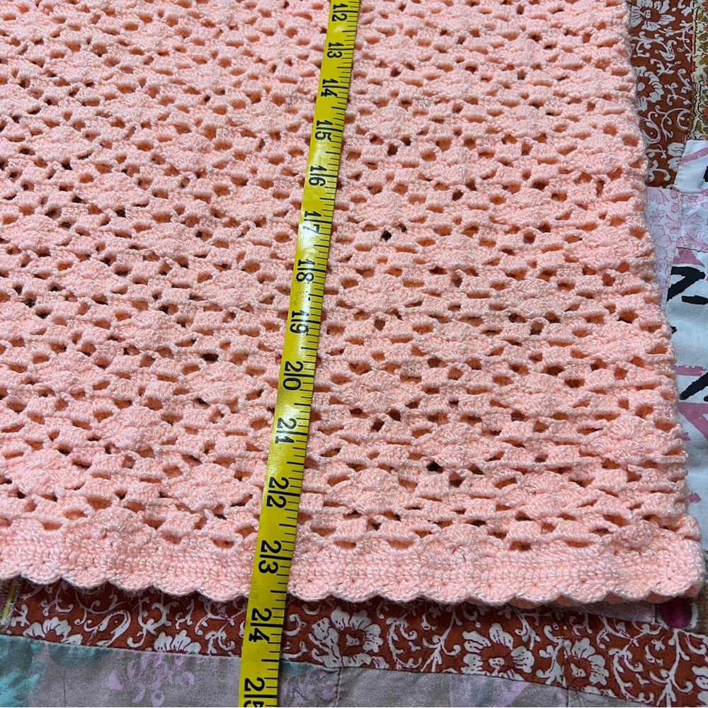 Vintage Crotchet Peach Sleeveless Top M - Picture 4 of 4